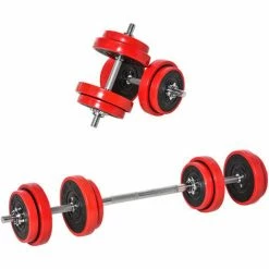 HOMCOM 20KGS Dumbbell & Barbell Adjustable Ergonomic Set Exercise In Home Gym