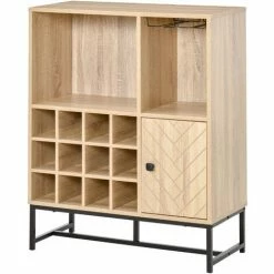 HOMCOM Wine Cabinet For 12 Bottles Freestanding Wine Rack Sideboard Glass Holder