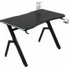 HOMCOM Ergonomic Gaming Desk With Hook Cup Holder LED & Cable Management, Black