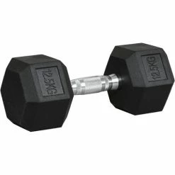 HOMCOM 12.5KG Single Rubber Hex Dumbbell Portable Hand Weights For Home Gym