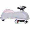 HOMCOM Ride On Wiggle Car W/LED Flashing Wheels For 2-4 Years Grey+Pink