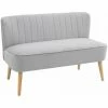HOMCOM Velvet-Feel Double Sofa W/ Wood Frame Foam Padding High Back, Grey