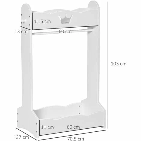 HOMCOM Kids Wood Clothes Rack with Storage Shelves Hall Tree for 3-8 Years