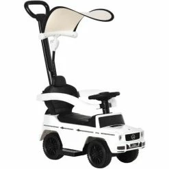 HOMCOM Kids Ride-on Push Car 3 In 1 Benz G350 Baby Floor Slider Walker, White