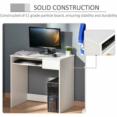 HOMCOM Compact Computer Table w/ Keyboard Tray Drawer Study Office Work