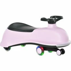 HOMCOM Ride On Wiggle Car W/LED Flashing Wheels For 2-4 Years Pink+Black