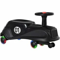 HOMCOM Wiggle Car Ride On Toy W/LED Flashing Wheels For 2-4 Years Old Black