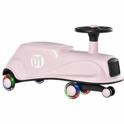 HOMCOM Wiggle Ride On Toy Car W/ LED Flashing Wheels Outdoor Vehicle 2-6 Yrs Pink