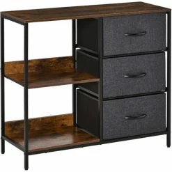 HOMCOM Chest Dresser Tower With 3 Drawers Storage Cabinet Organizer, Black