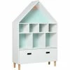 HOMCOM Kids Bookshelf Chest W/ Drawer Cubes Baby Toy Wood Organizer White