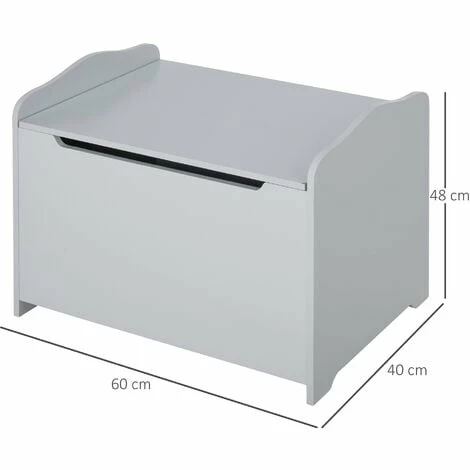 HOMCOM 40x60cm Kids Storage Box Toy Organiser for Child 3 Yrs+ Bedroom Grey