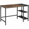 HOMCOM Computer Desk, Home Office Workstation W/ 2 Storage Shelves, Steel Frame