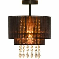 HOMCOM Vintage Metal Chandelier With Steel Base Crystal Decoration Black