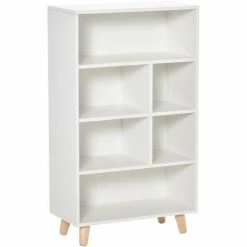 HOMCOM Bookcase Modern Bookshelf Display Cabinet With Cube For Home Office