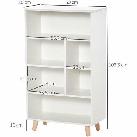HOMCOM Bookcase Modern Bookshelf Display Cabinet with Cube for Home Office
