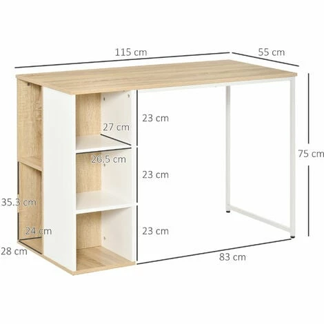 HOMCOM Computer Desk w/ Storage Shelves Study Home Office Workstation, Oak Tone