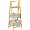 HOMCOM Bathroom Rack Shelf 3-Tier Foldable Organizer Shelves Standing Rack