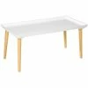 HOMCOM Tray Top Coffee Table For Living Room Home Office Wooden Legs, White