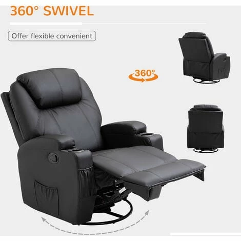 HOMCOM 8-Point Massage Recliner Chair Sofa Rocking Swivel W/ Remote Control