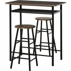 HOMCOM 3-Piece Dining Set With 2 Matching Chairs And 1 Table For Home Bar