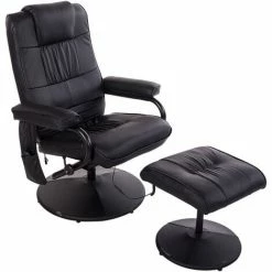 HOMCOM Massage Recliner Chair Cushioned Ottoman 10 Point Vibration Black