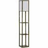 HOMCOM Floor Lamp Reading Lamp With 3-Tier Storage Shelf For Home Office Brown