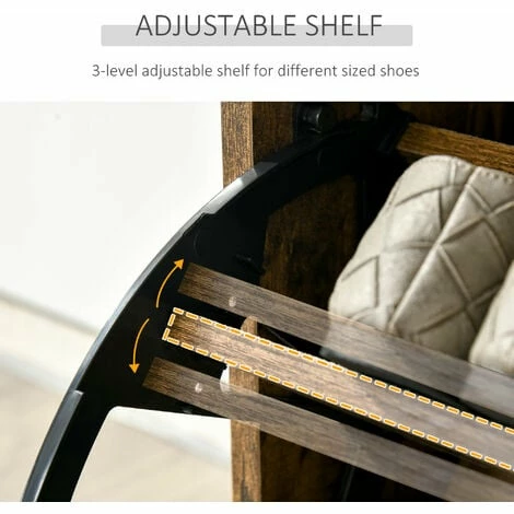 HOMCOM Shoe Cabinet Entryway Rack with 3 Flip Drawers Adjustable for 18 Pairs