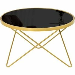 HOMCOM Tempered Glass Coffee Table Side Table W/ Golden Steel Leg 65x65x40cm