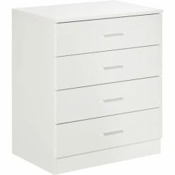 HOMCOM Storage Cabinet Vertical Drawer Chest Of 4 W/ Metal Rails Anti-Tip