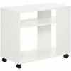 HOMCOM Mobile Sofa Bed Side Table 2-Tier Shelves With Brake Wheels Rustic White