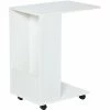 HOMCOM Mobile Sofa Side Table For Laptop Coffee W/ Storage And Casters, White