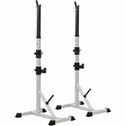 HOMCOM Adjust Pair Of Barbell Squat Racks Stand Weight Lifting Bench Press Gym