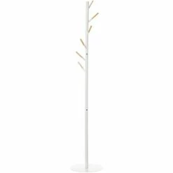 HOMCOM 174cm Free Standing Coat Rack Hat Stand Garment Holder Hall Tree White