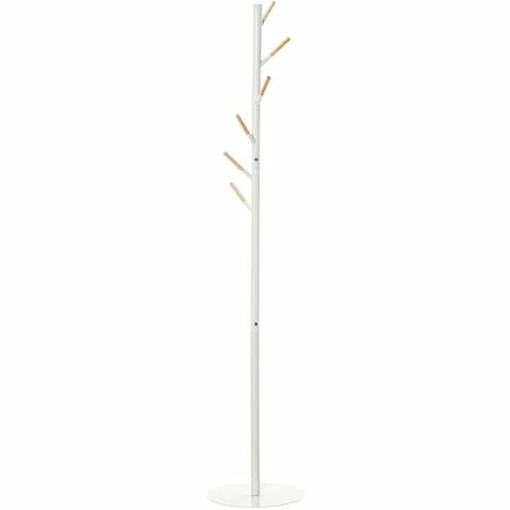 HOMCOM 174cm Free Standing Coat Rack Hat Stand Garment Holder Hall Tree White