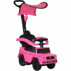 HOMCOM Kids Ride-on Push Car 3 In 1 Benz G350 Baby Floor Slider Walker, Pink