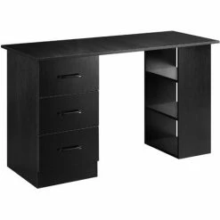HOMCOM Computer Desk W/ Storage, Writing Study Table For Home Office, Black