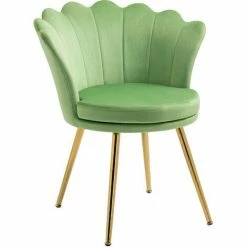 HOMCOM Accent Chair Modern Dining Chair Velvet-Touch Fabric Armchair With Gold Legs