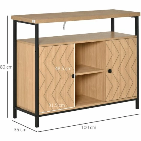 HOMCOM Sideboard Storage Cabinet Cupboard with Doors & Adjustable Shelves