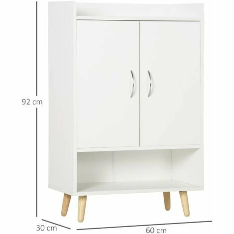 HOMCOM Modern Shoe Cabinet Storage Organizer w/ Doors and Shelves for Entryway