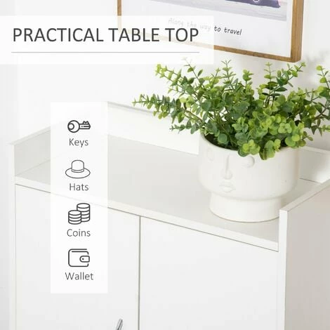 HOMCOM Modern Shoe Cabinet Storage Organizer w/ Doors and Shelves for Entryway