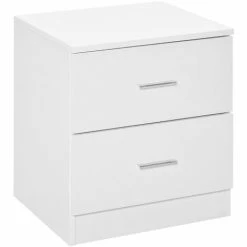 HOMCOM Bedside Table W/ 2 Drawers, Nightstand, Side Storage Cabinet Unit
