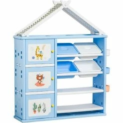 HOMCOM Kids Storage Unit Toy Box Organiser Book Shelf W/ Multiple Storage Space