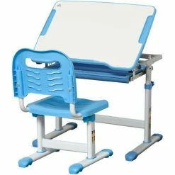 HOMCOM Kids Desk And Chair Set Adjustable Tiltable With Drawer Pen Slot Hook