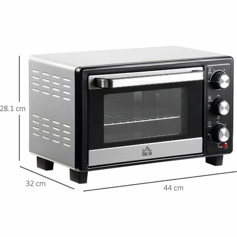 HOMCOM Mini Oven 16L Countertop Oven w/ Adjustable Temperature Timer 1400W