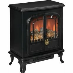 HOMCOM Free Standing Electric Fireplace Stove W/ LED Fire Flame Effect Black