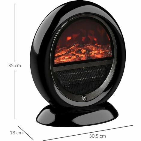 HOMCOM Table Top Electric Fireplace Heater W/ LED Flame Rotatable Head Black