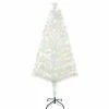 HOMCOM 5FT Prelit Artificial Christmas Tree Fiber Optic Xmas Decoration, White