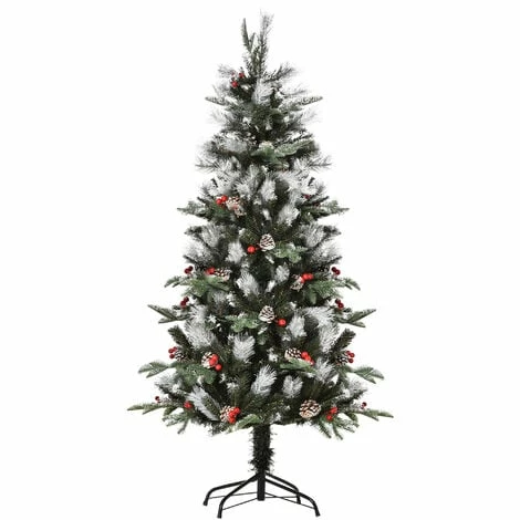 HOMCOM 5FT Artificial Snow Dipped Christmas Tree Xmas Holiday Pencil Tree Green