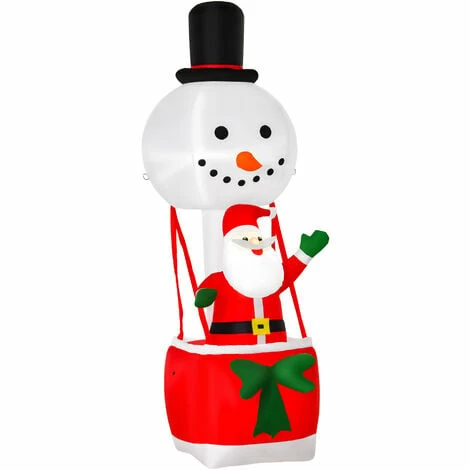 HOMCOM 8ft Christmas Inflatable Santa Claus on Snowman Hot Air Balloon w/ Light