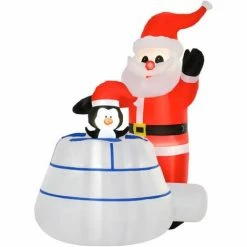 HOMCOM 1.6m Inflatable Santa Claus Penguin Igloo Xmas Decoration W/ Lights Indoor Outdoor